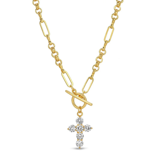 CZ Cross Toggle Necklace