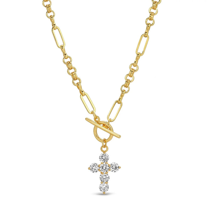 CZ Cross Toggle Necklace