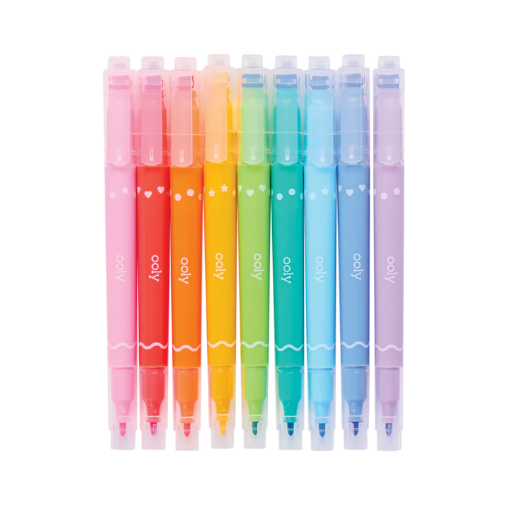 Confetti Stamp Double-Ended Markers - Set of 9