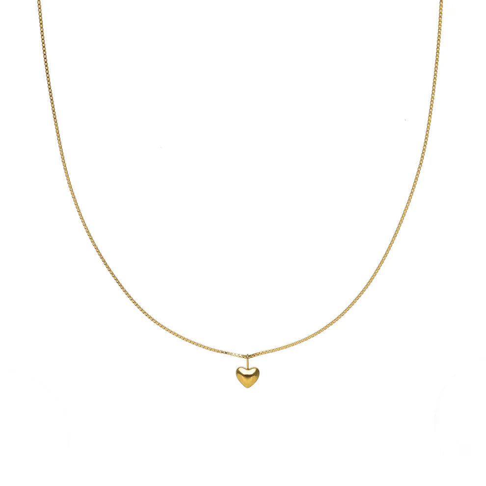 Gold Puffy Heart Necklace