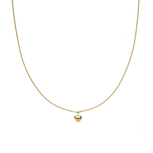 Gold Puffy Heart Necklace