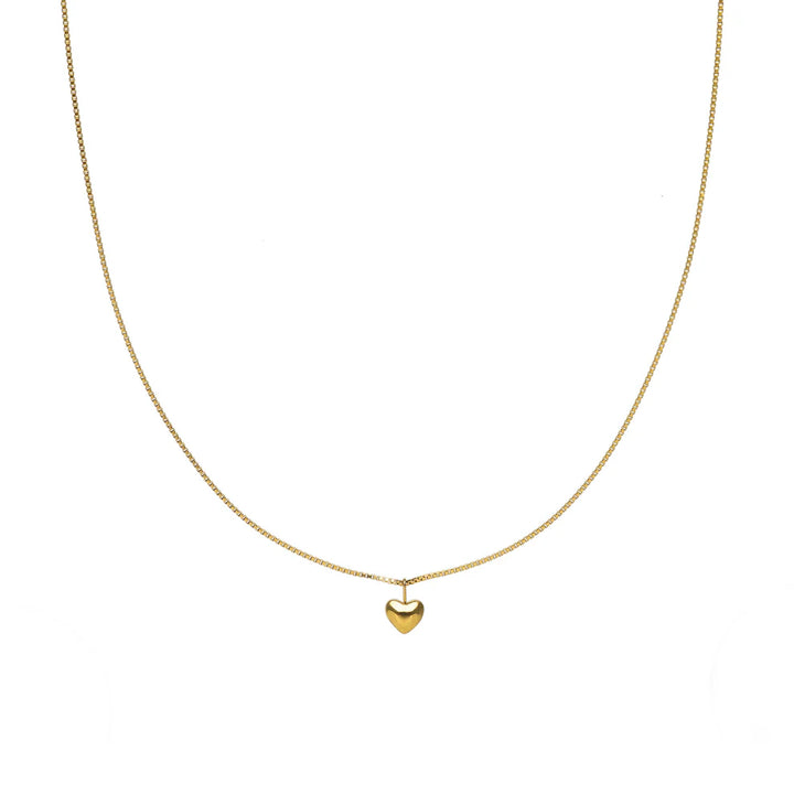 Gold Puffy Heart Necklace