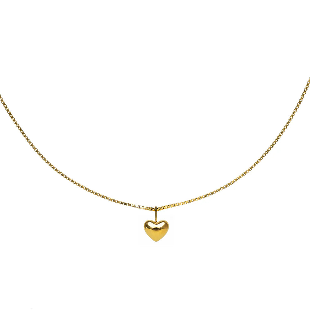 Gold Puffy Heart Necklace