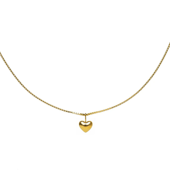Gold Puffy Heart Necklace
