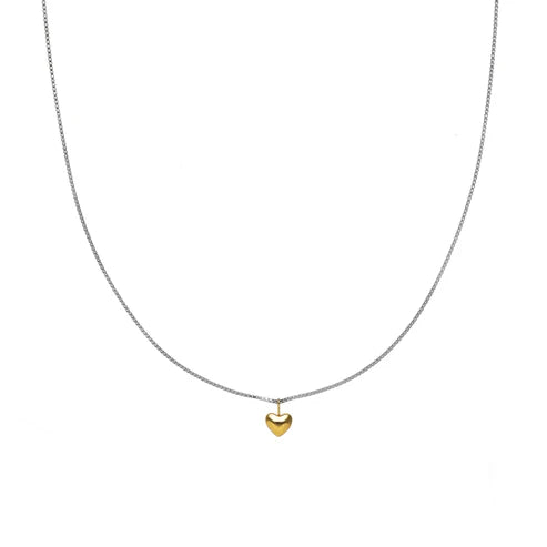 Two-Tone Puffy Heart Necklace