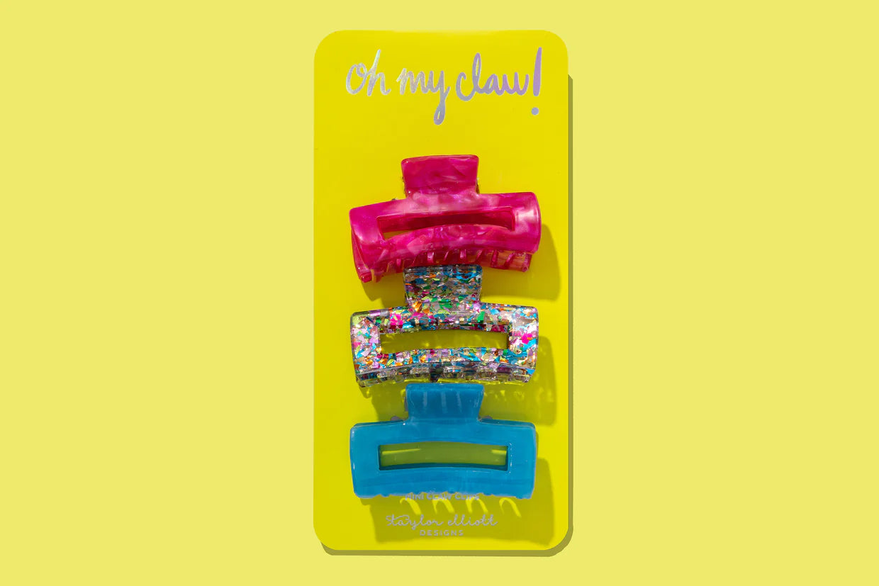 Colorful Confetti Claw Clip Trio