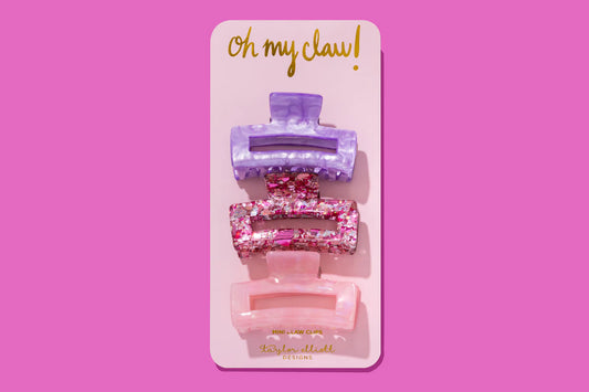 Pink Confetti Claw Clip Trio