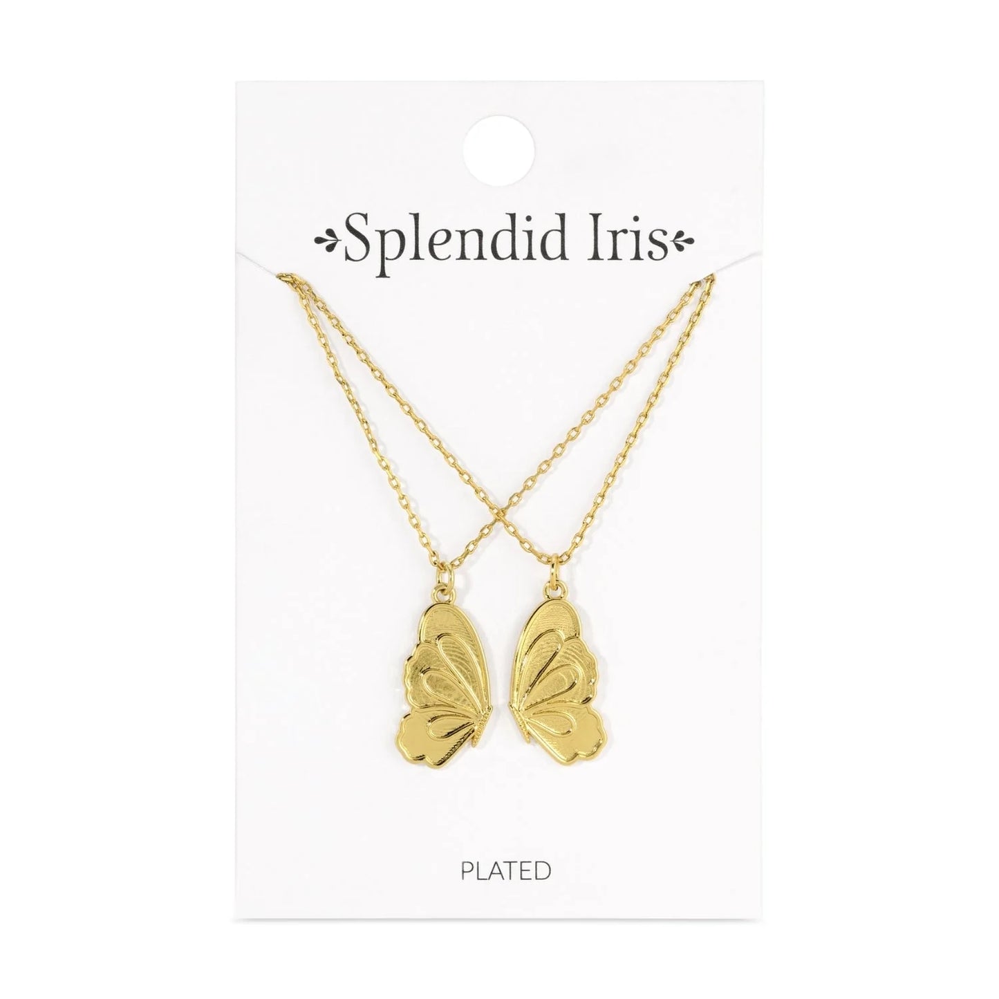 Be Connected - Pair of Butterfly Halves Friendship Necklaces - Gold