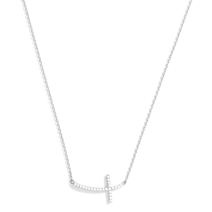 Sideways Pave Cross Necklace